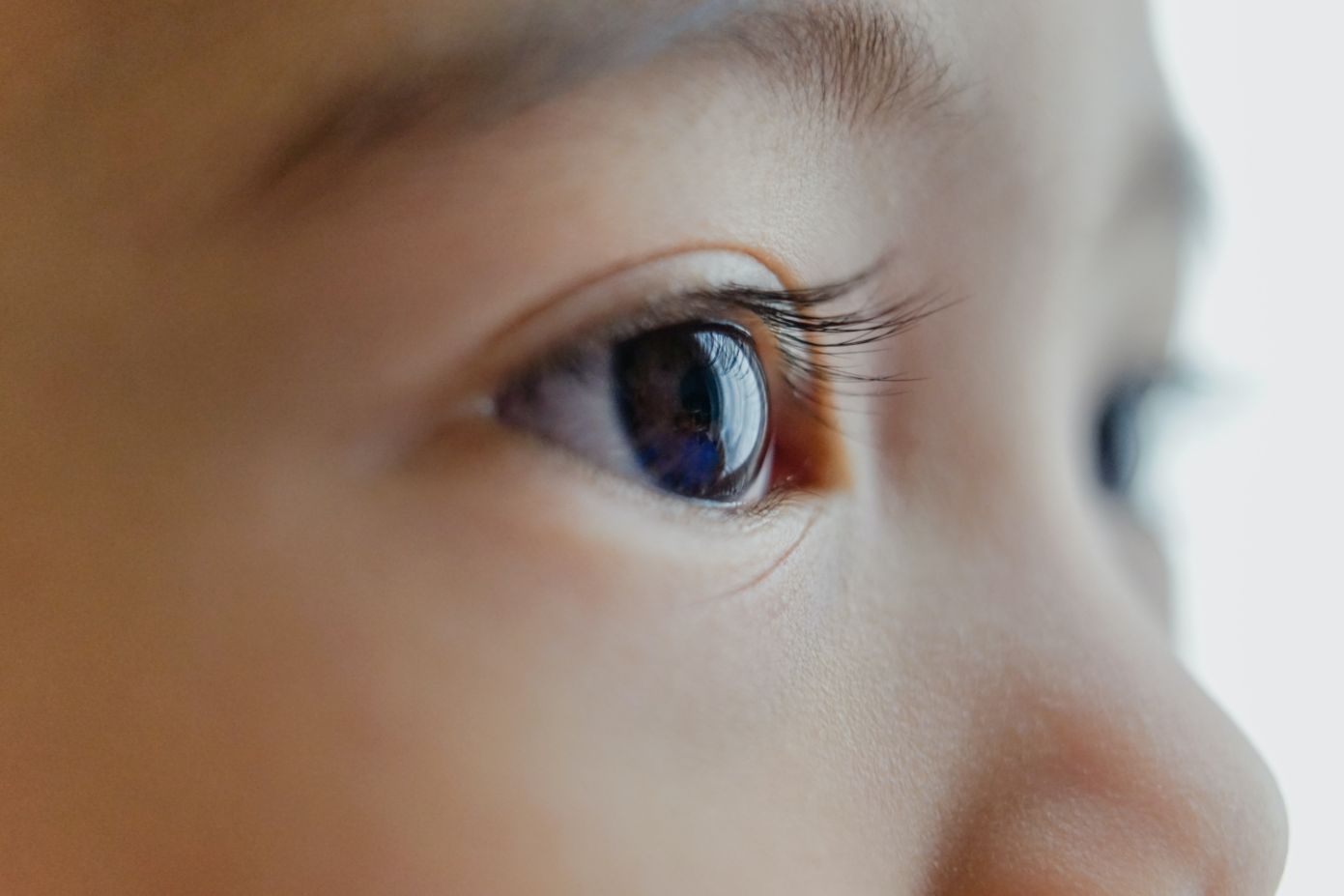 視力が落ちている子どもの目