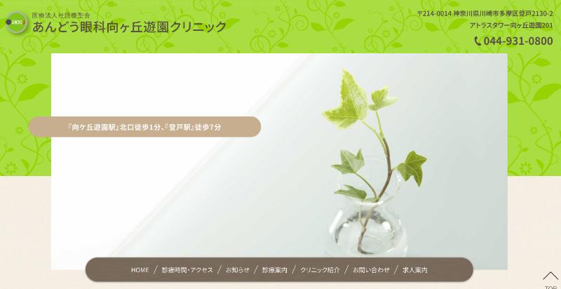 あんどう眼科向ヶ丘遊園クリニックのHPトップ